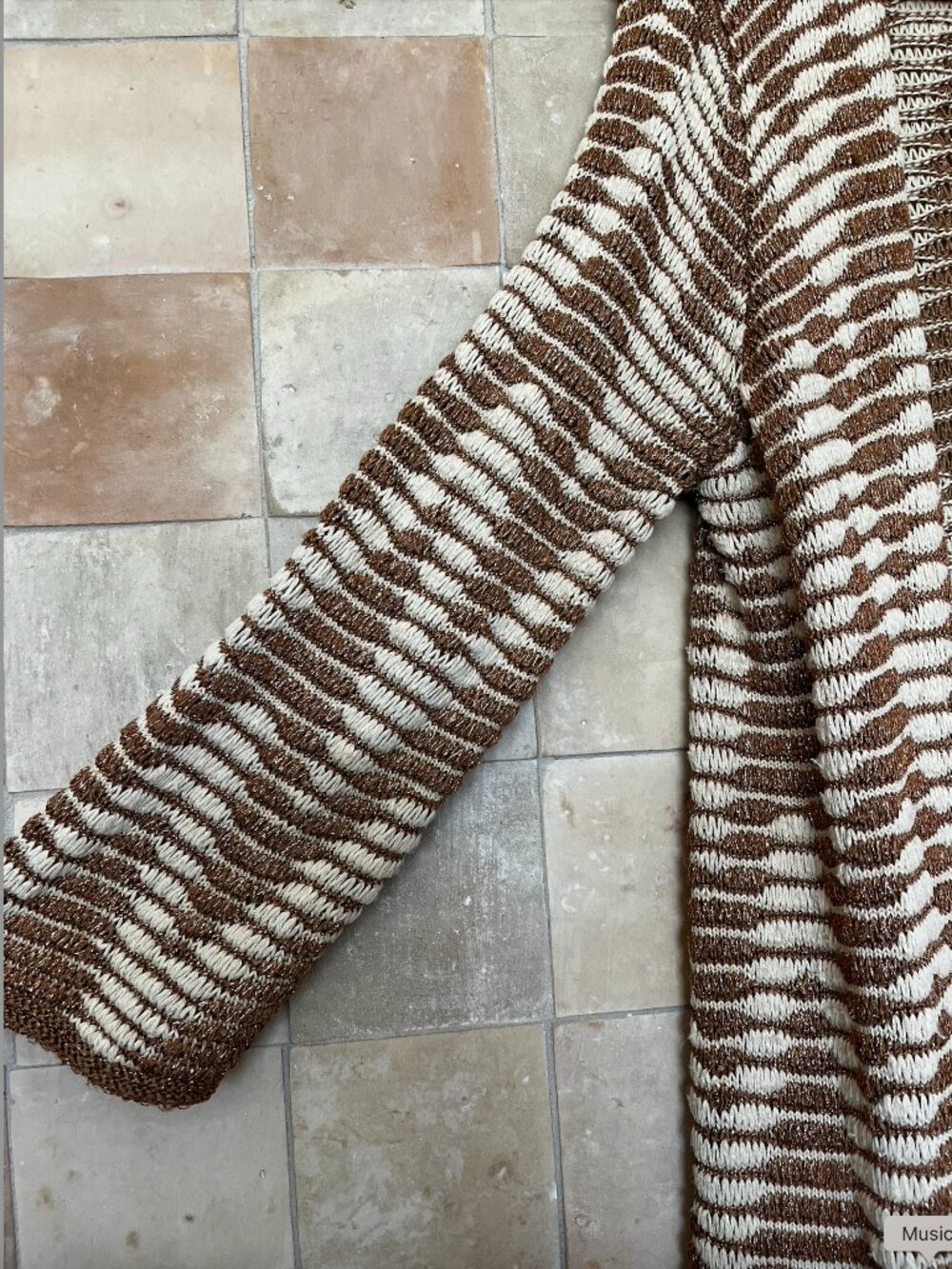 Calypso St. Barth Long Cardigan Ivory and *Copper Metallic* Size M - Picture 4 of 10